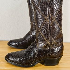 Vtg 70s Full Turtle Skin Boots Exotic Cowboy Rare